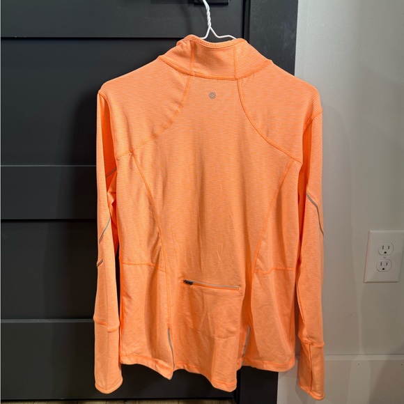 Tangerine Quarter Zip Striped Orange Top Long Sleeve Women’s Medium - Picture 3 of 10
